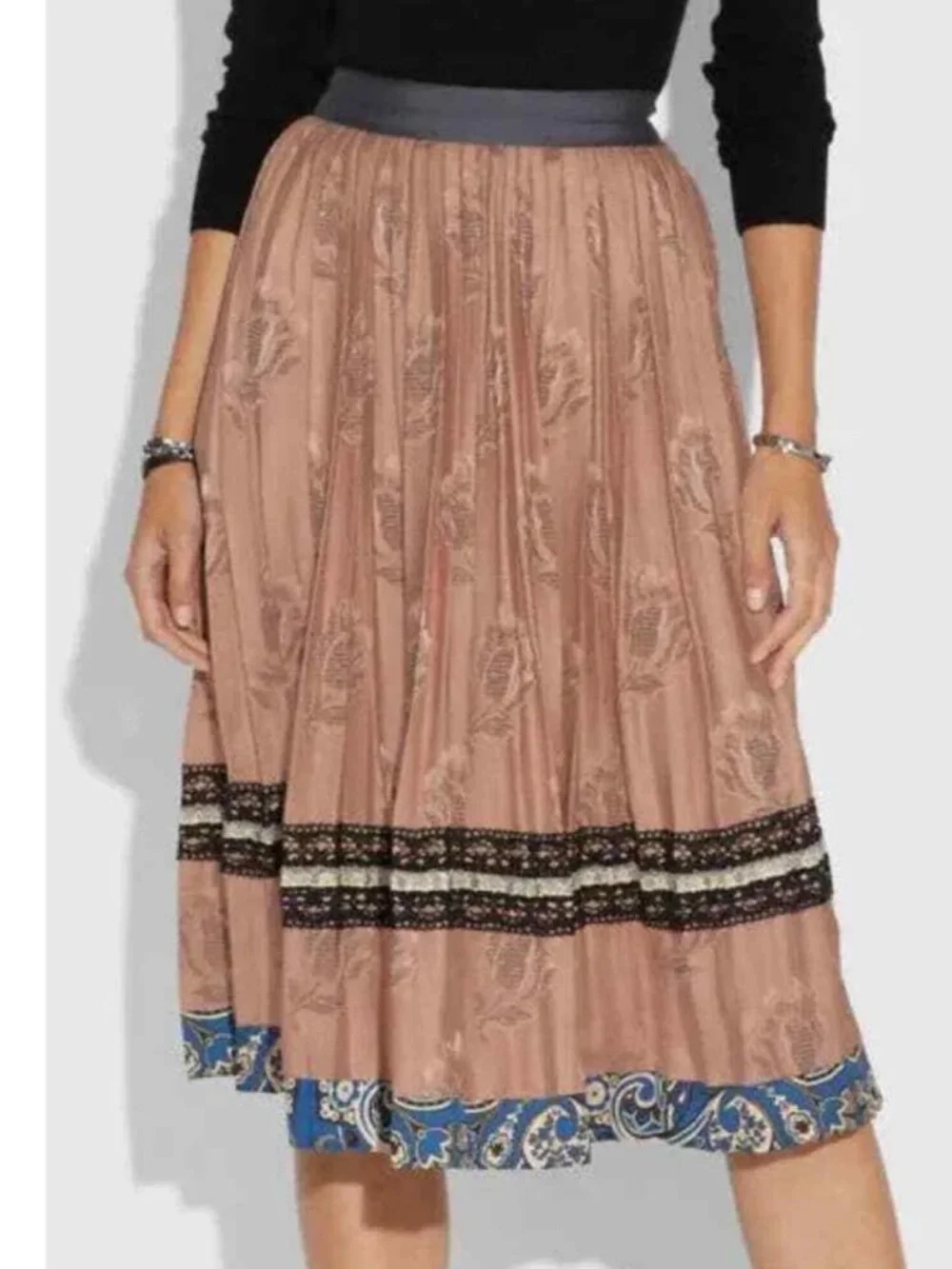 COACH Tulips Pink Pleated Midi Skirt - Picture 9 of 9